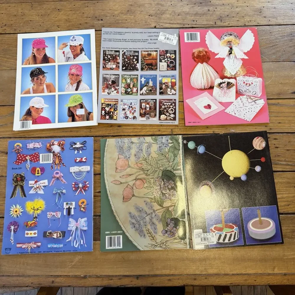 Vintage Craft Books Lot of 6 DIY Hair Bows Caps Bazaar Kids Crafts 90s Home Dec